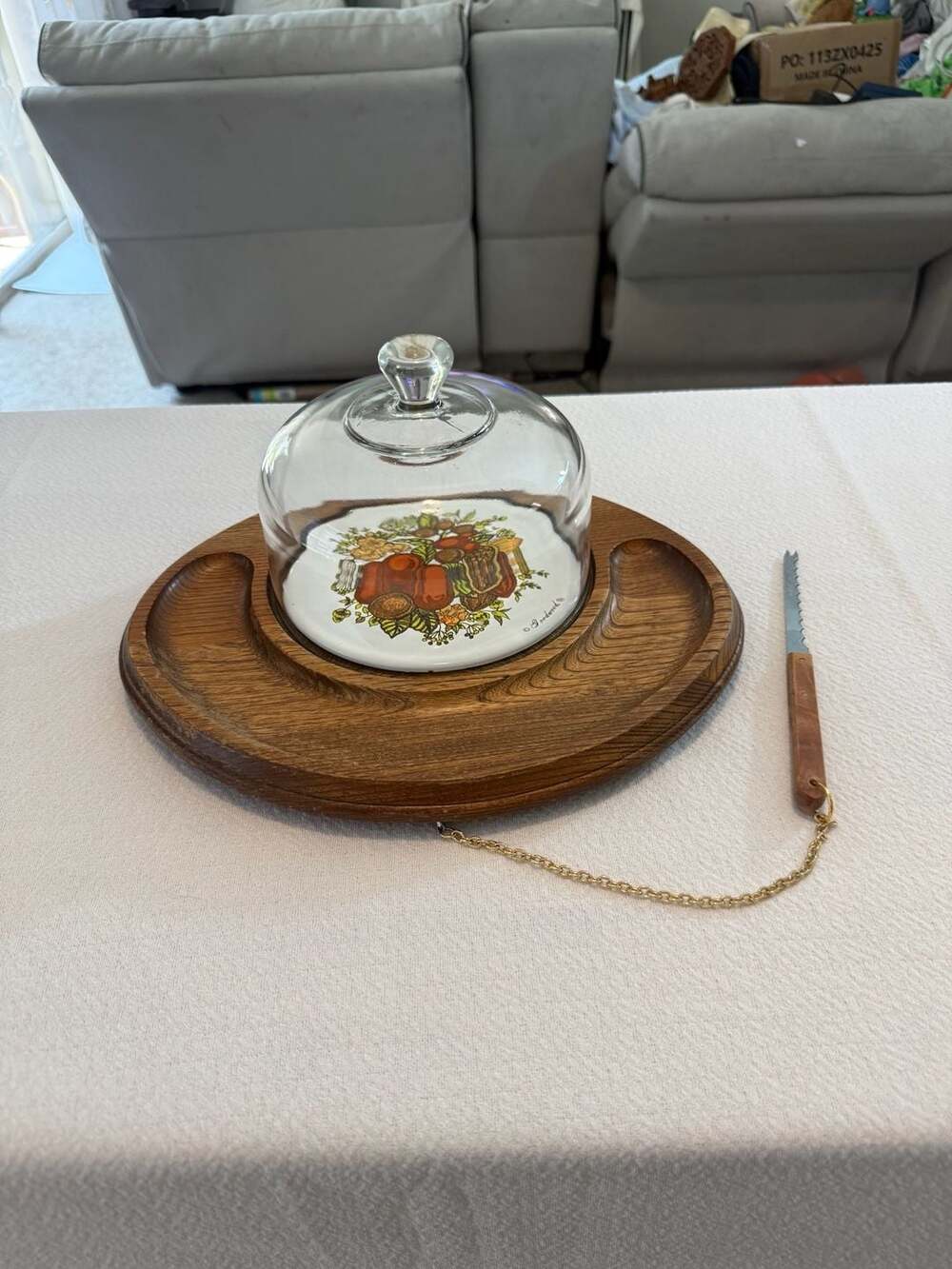 Vintage Goodwood Teak Wood Cheese Board with Ceramic Tile Inlay